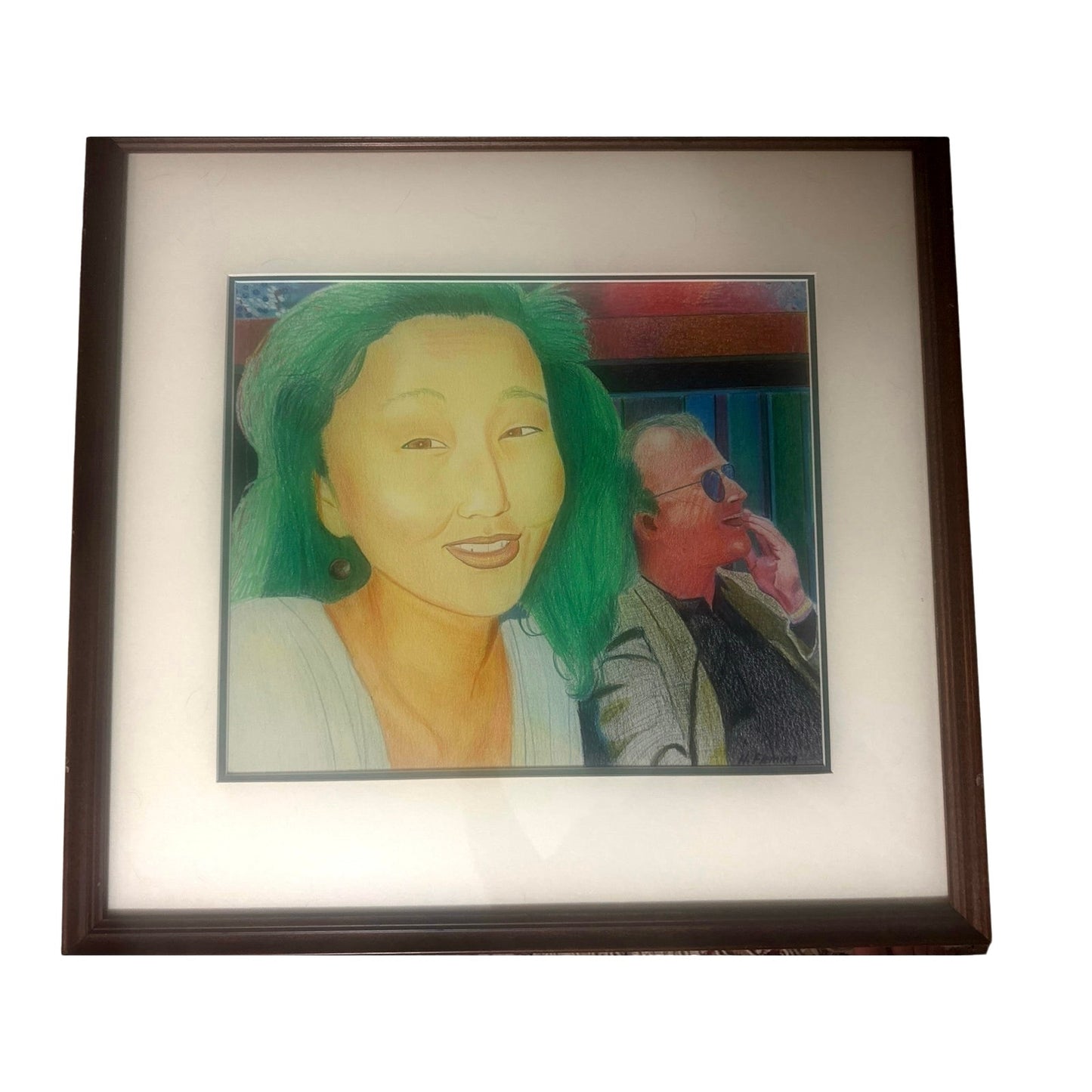 Portrait with Green Hair Colored Pencil by H. Gordon Fleming
