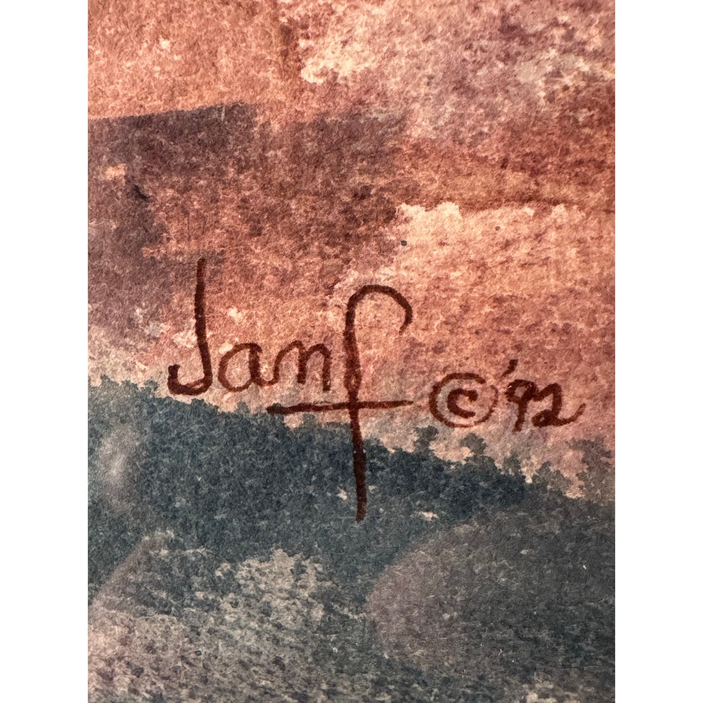 Jan F., Coastal Cave with Beached Boat, Watercolor on Paper, 1992