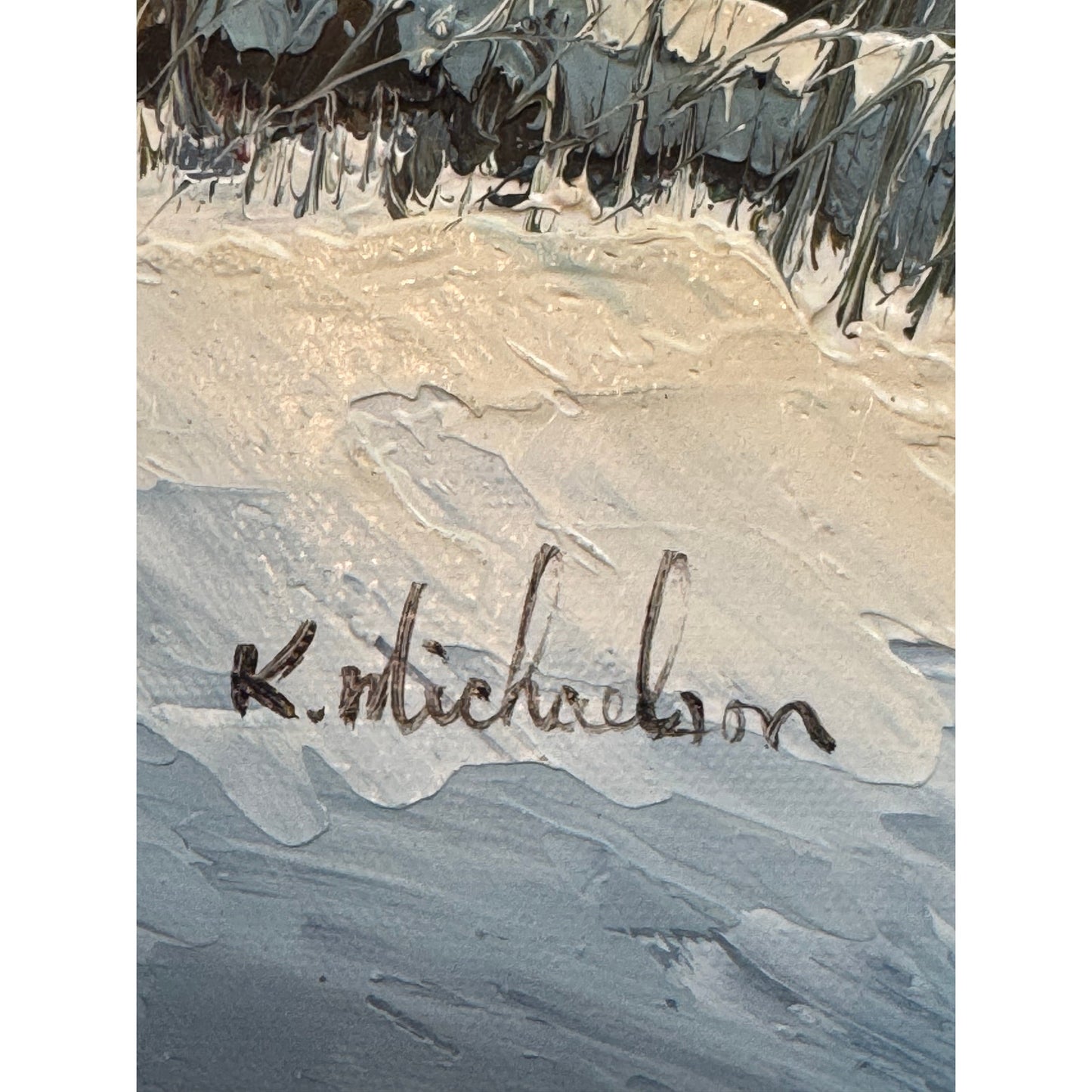 K. Michaelson, Winter Covered Bridge, Oil on Canvas, 1970-1980’s